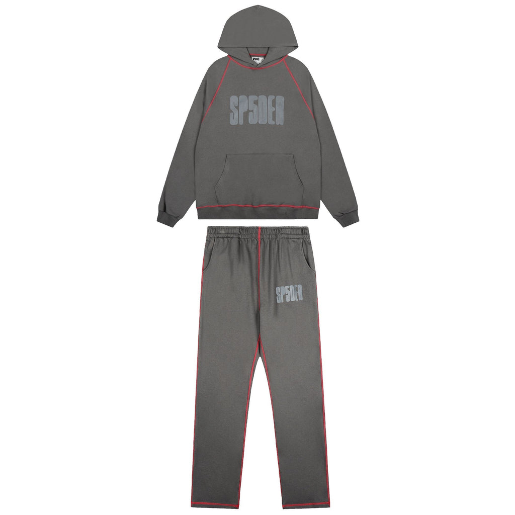 Sp5der Charcoal Gray Hoodie & Sweatpants Matching Set — hero