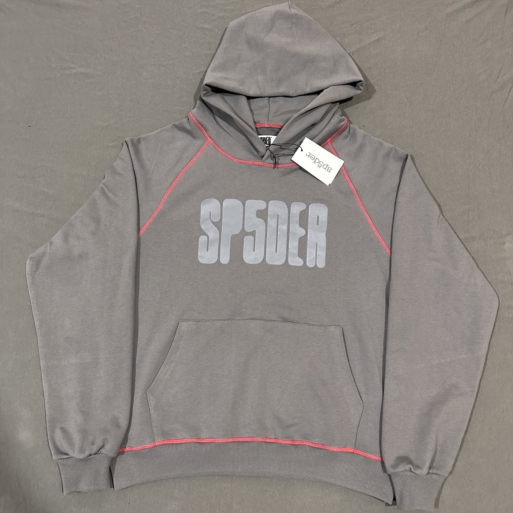 Sp5der Charcoal Gray Hoodie & Sweatpants Matching Set — hang_tag