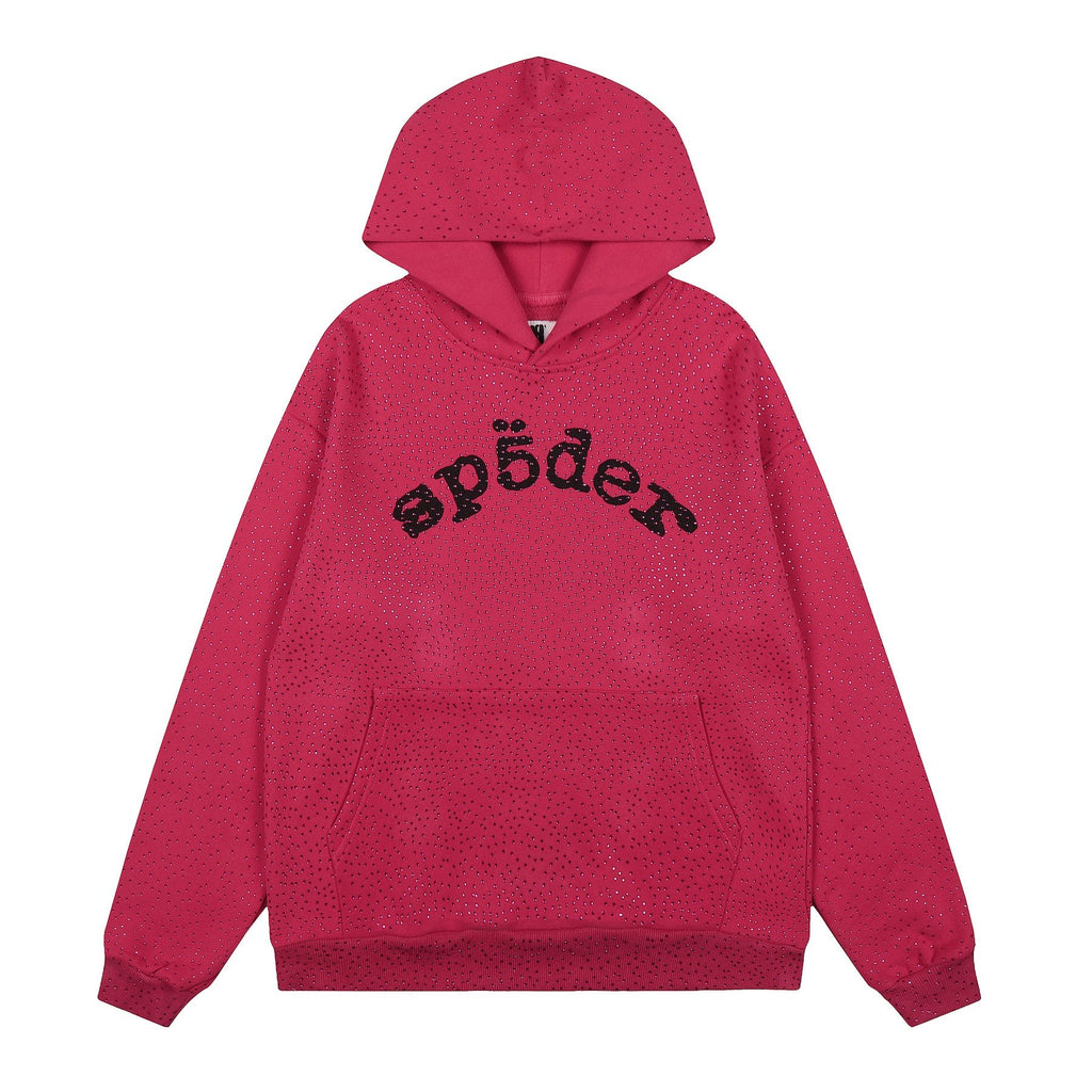 Sp5der Rhinestone Hoodie & Pants Matching Set — front