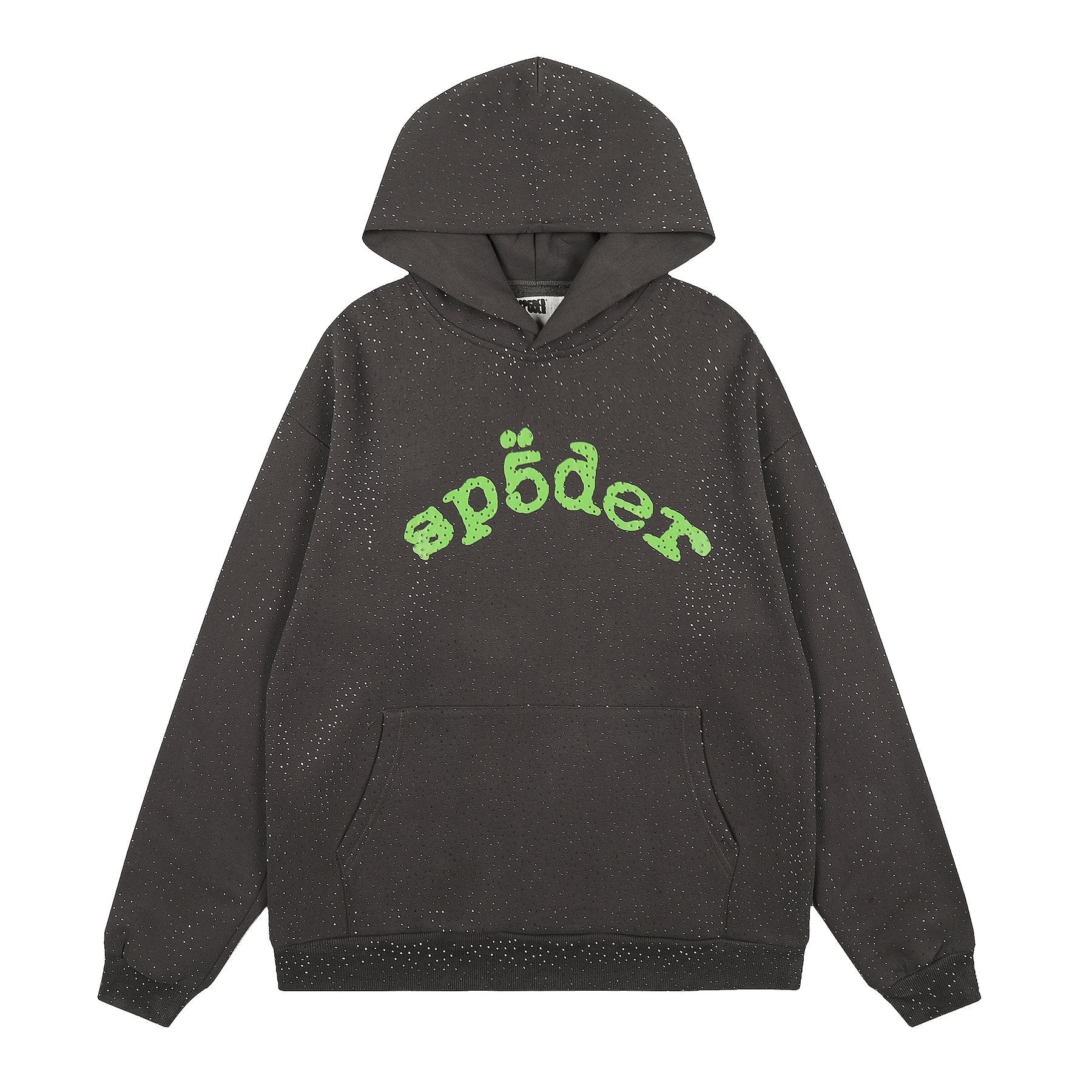 Sp5der Rhinestone Hoodie & Pants Matching Set — front