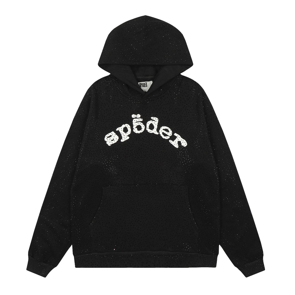 Sp5der Rhinestone Hoodie & Pants Matching Set — front