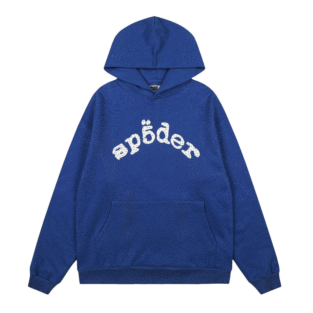 Sp5der Rhinestone Hoodie & Pants Matching Set — front