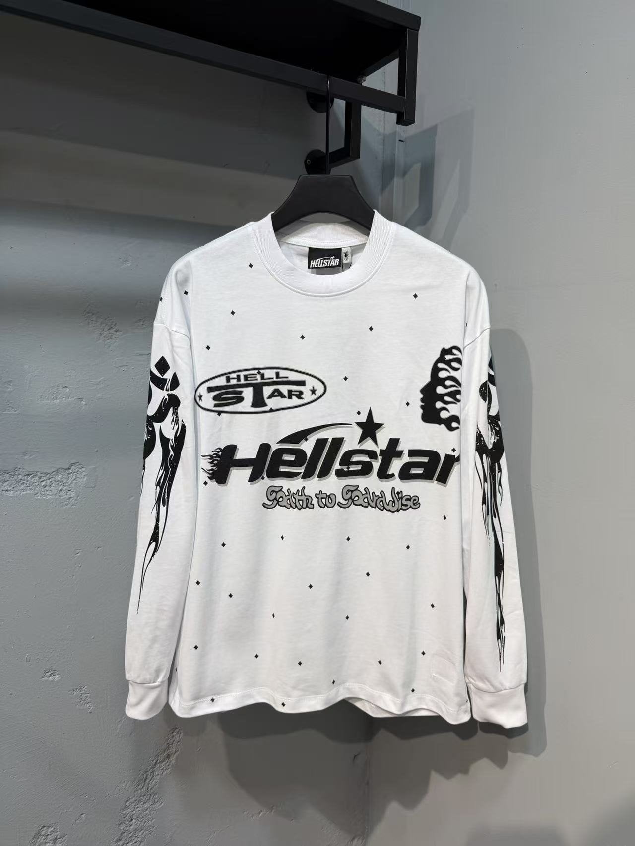 Hellstar White Black Graphic Long-Sleeve T-Shirt — hero