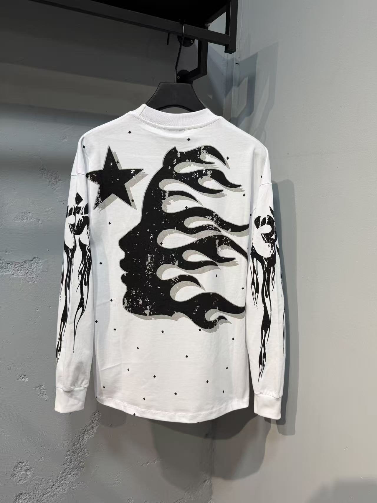 Hellstar White Black Graphic Long-Sleeve T-Shirt — back