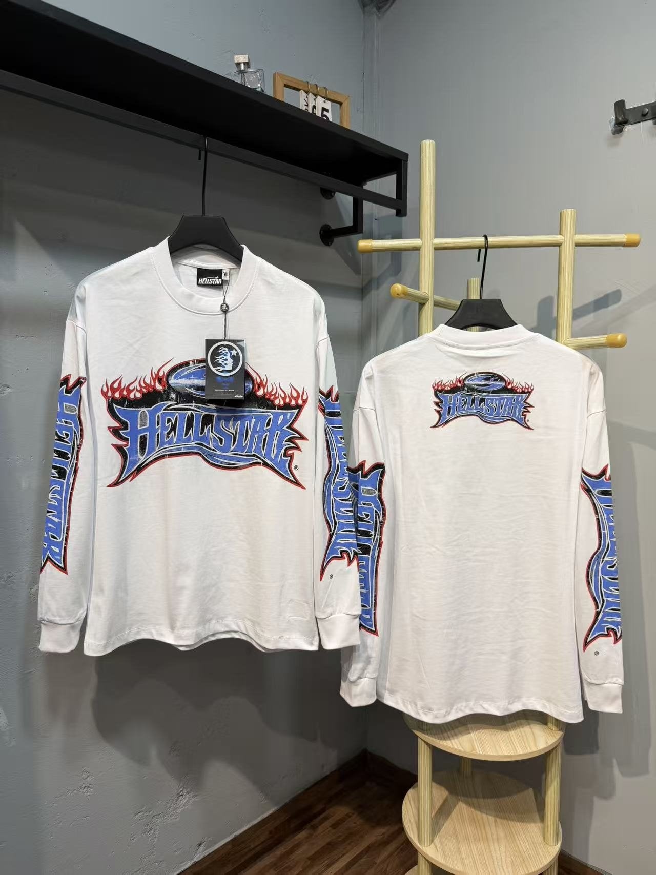 Hellstar Flame Graphic Long-Sleeve T-Shirt — comparison