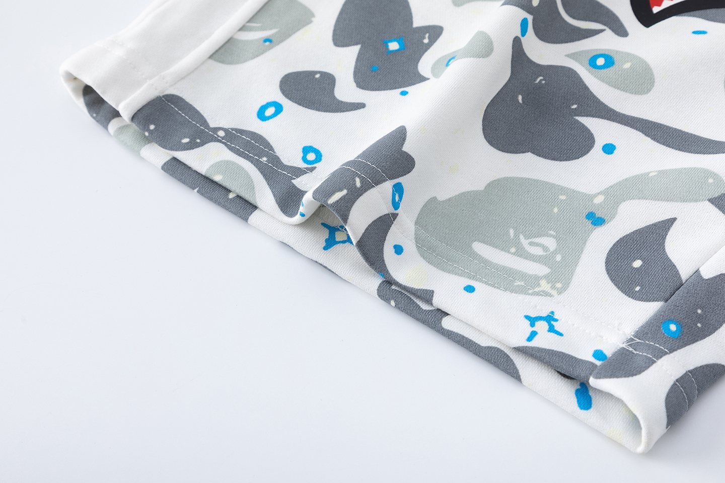 BAPE Camo Shark Graphic Shorts — detail