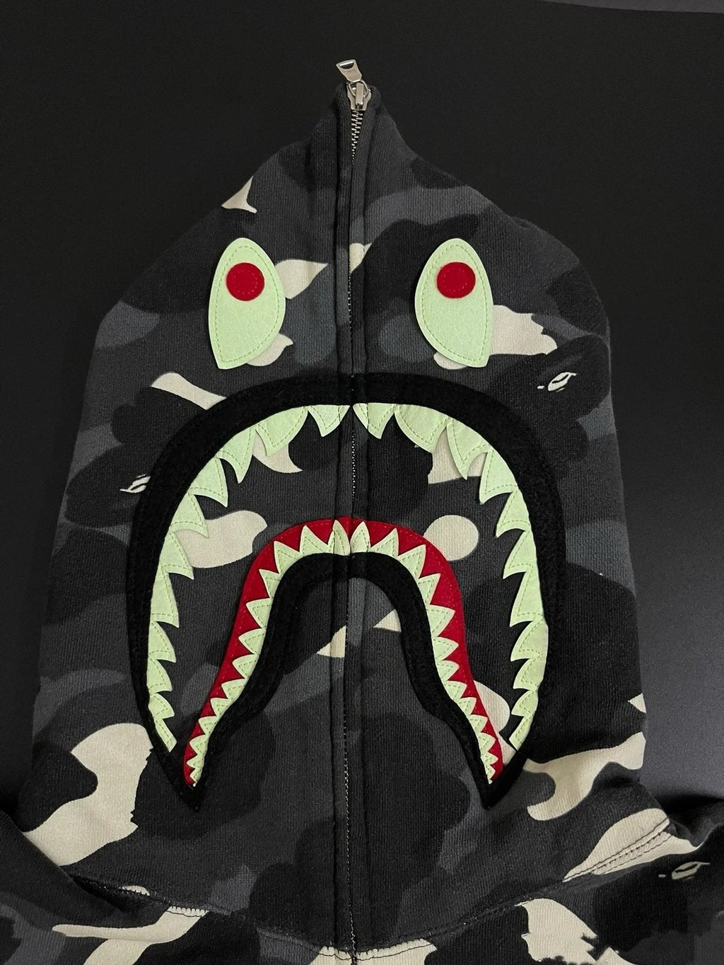 BAPE Shark Full-Zip Camo Hoodie — detail