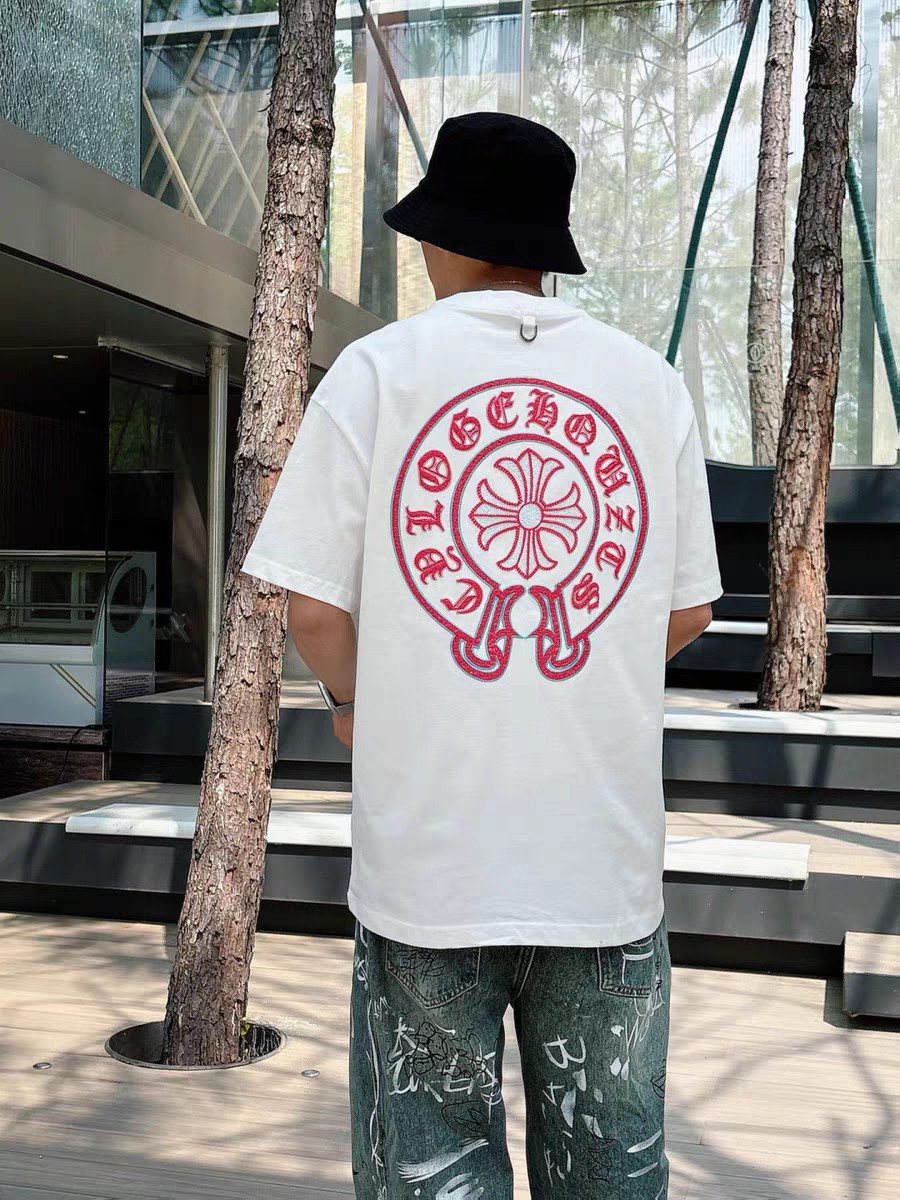Chrome Hearts Horseshoe Sanskrit Cross Embroidered T-Shirt — context