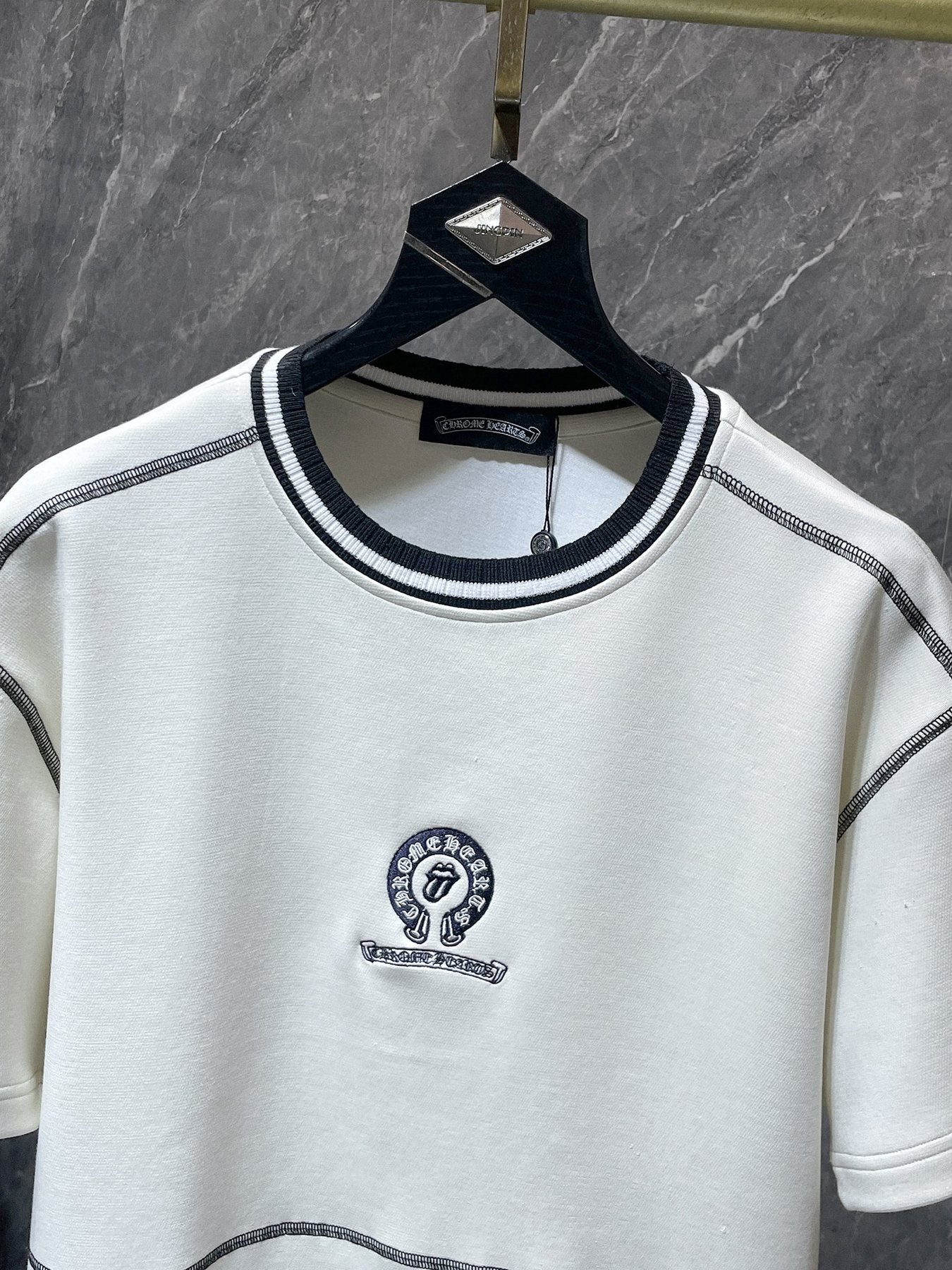 Chrome Hearts Off White Contrast Stitch T-Shirt — detail