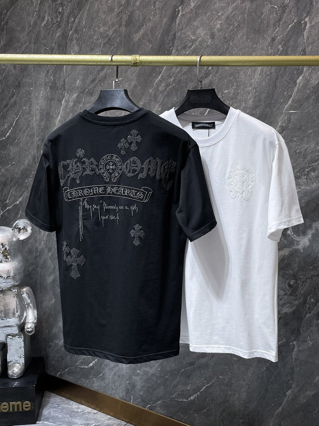 Chrome Hearts Horseshoe & Script Embroidered Graphic T-Shirt — comparison