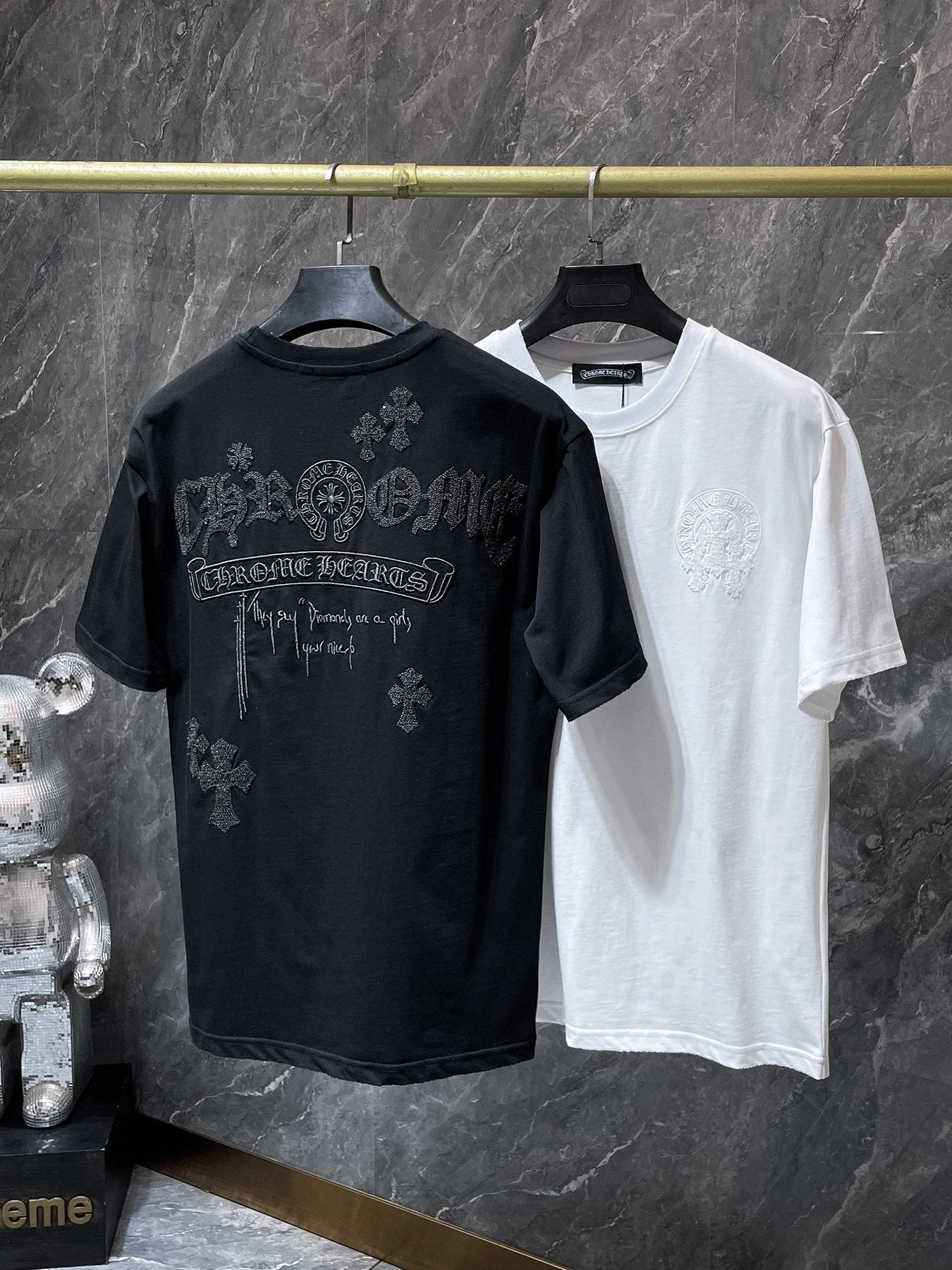 Chrome Hearts Horseshoe & Script Embroidered Graphic T-Shirt — comparison