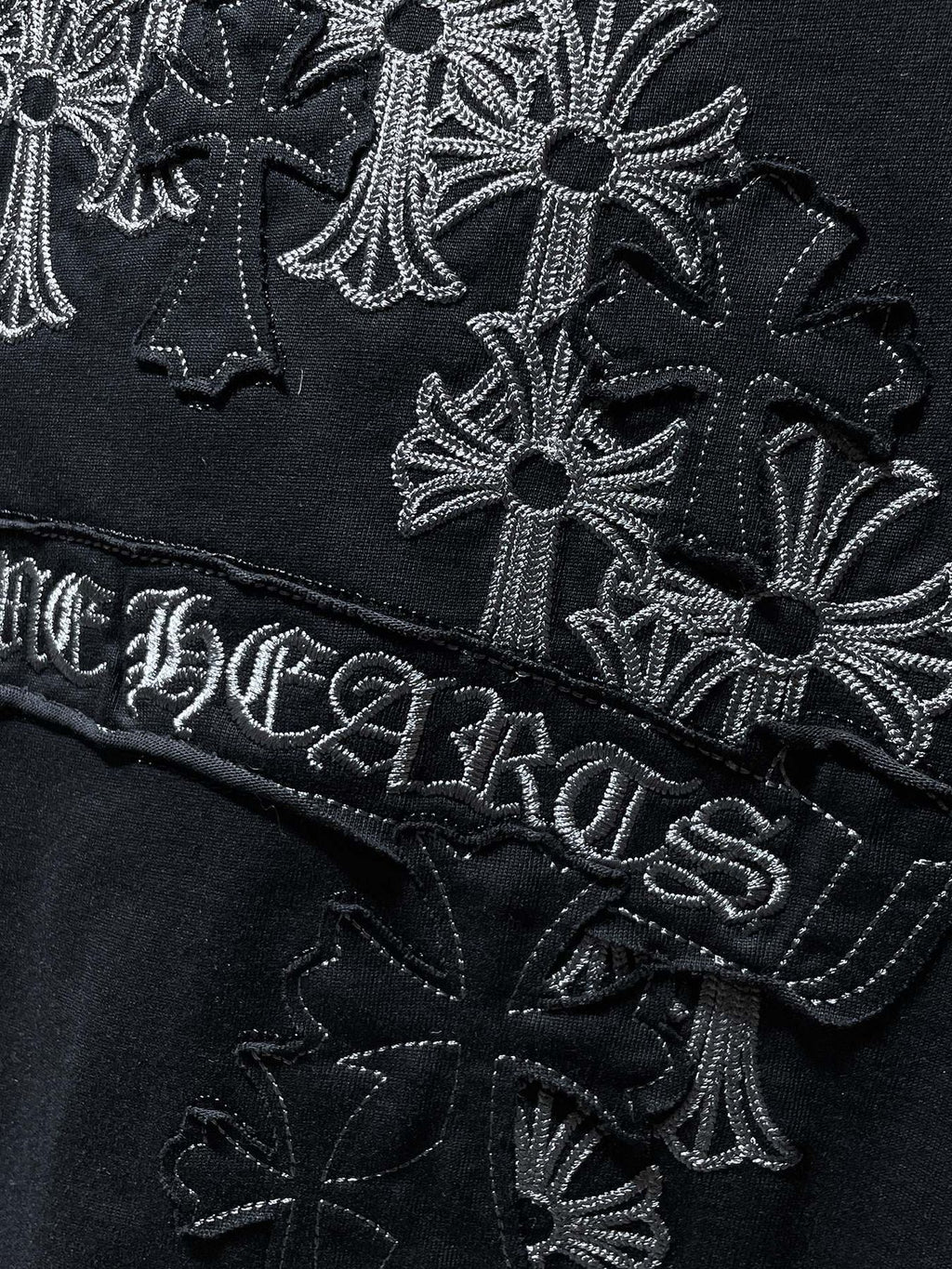 Chrome Hearts Floral Cross Embroidered Graphic T-Shirt — detail