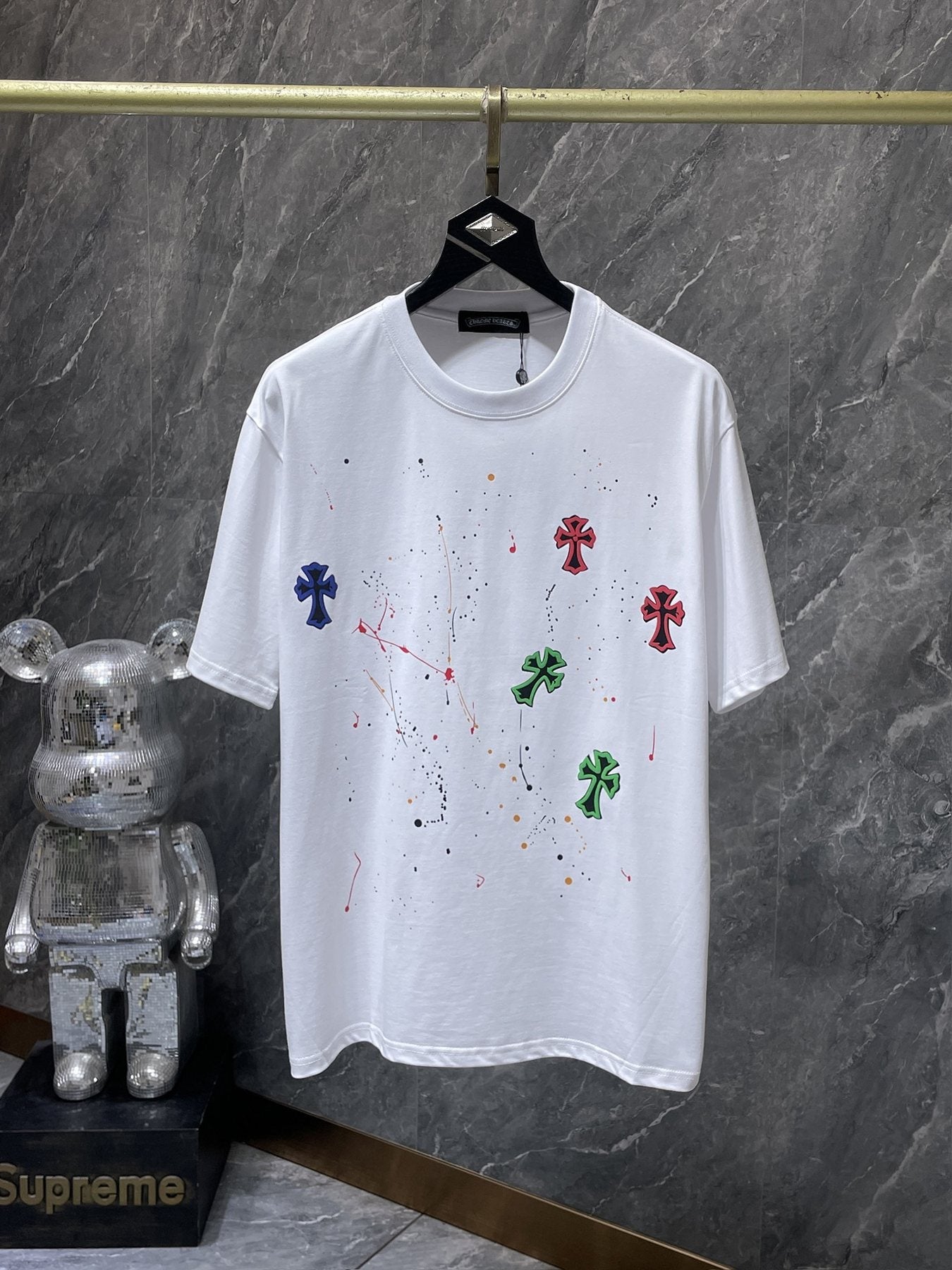 Chrome Hearts Cross Paint Splatter Graphic T-Shirt — front