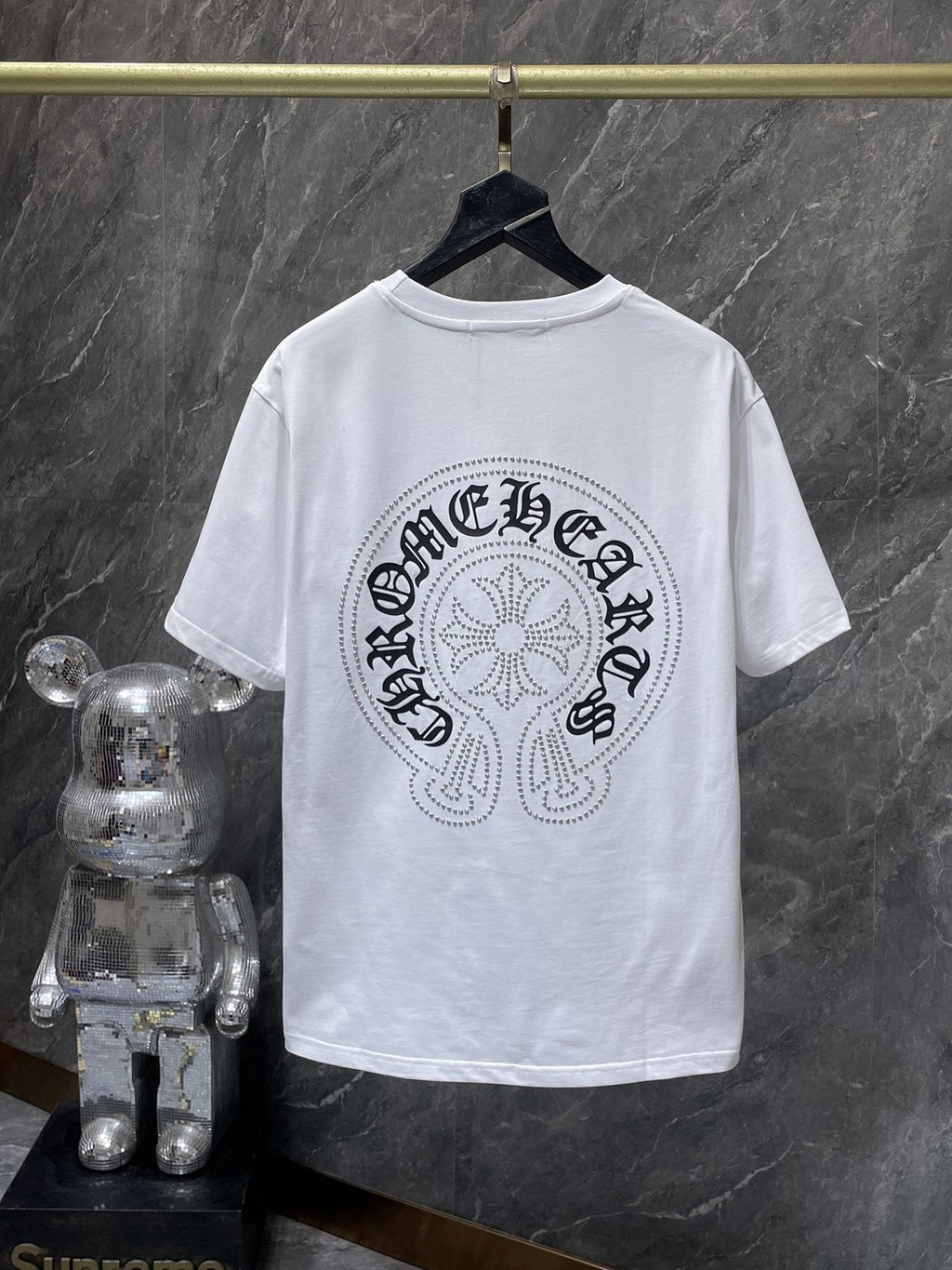 Chrome Hearts Rhinestone Cross Horseshoe Graphic T-Shirt — back