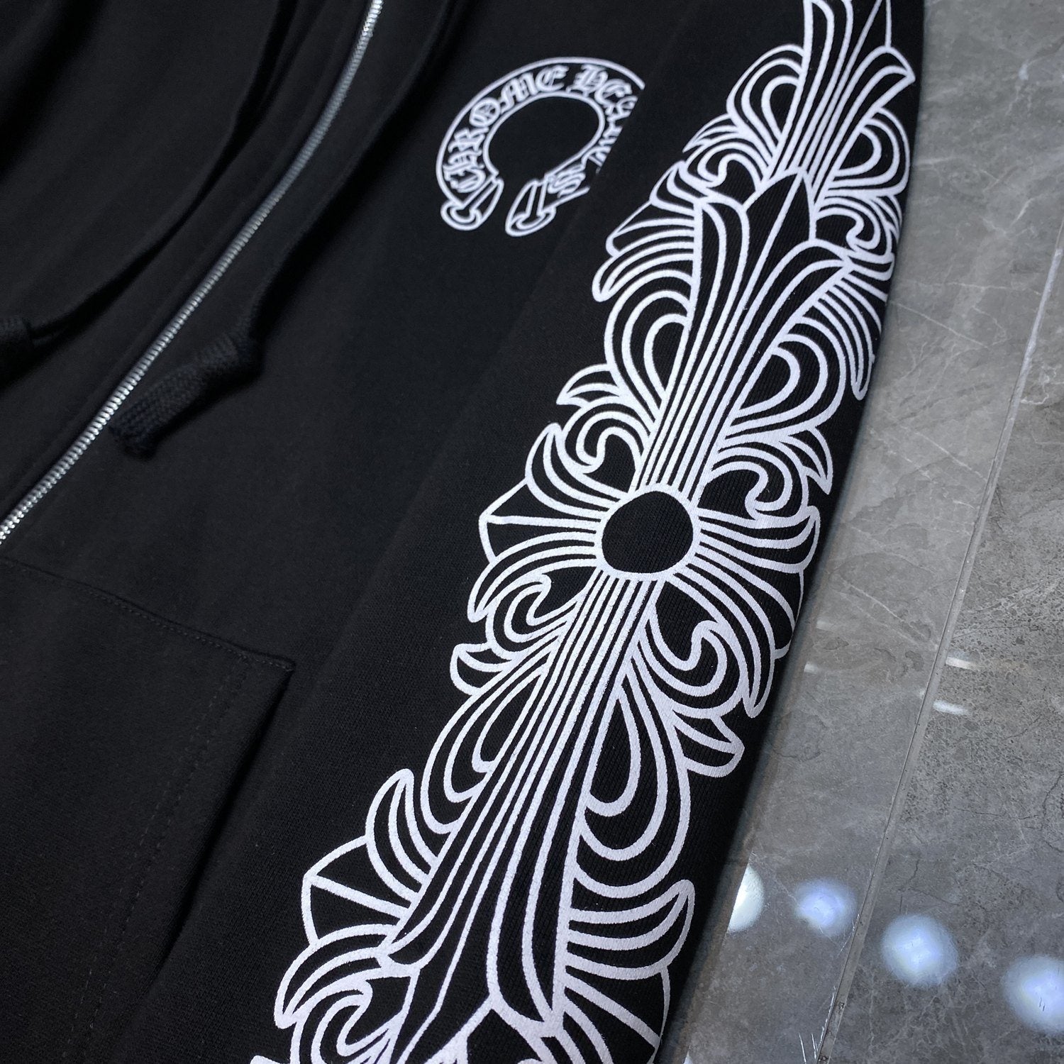 Chrome Hearts Horseshoe Graphic Zip Hoodie — detail