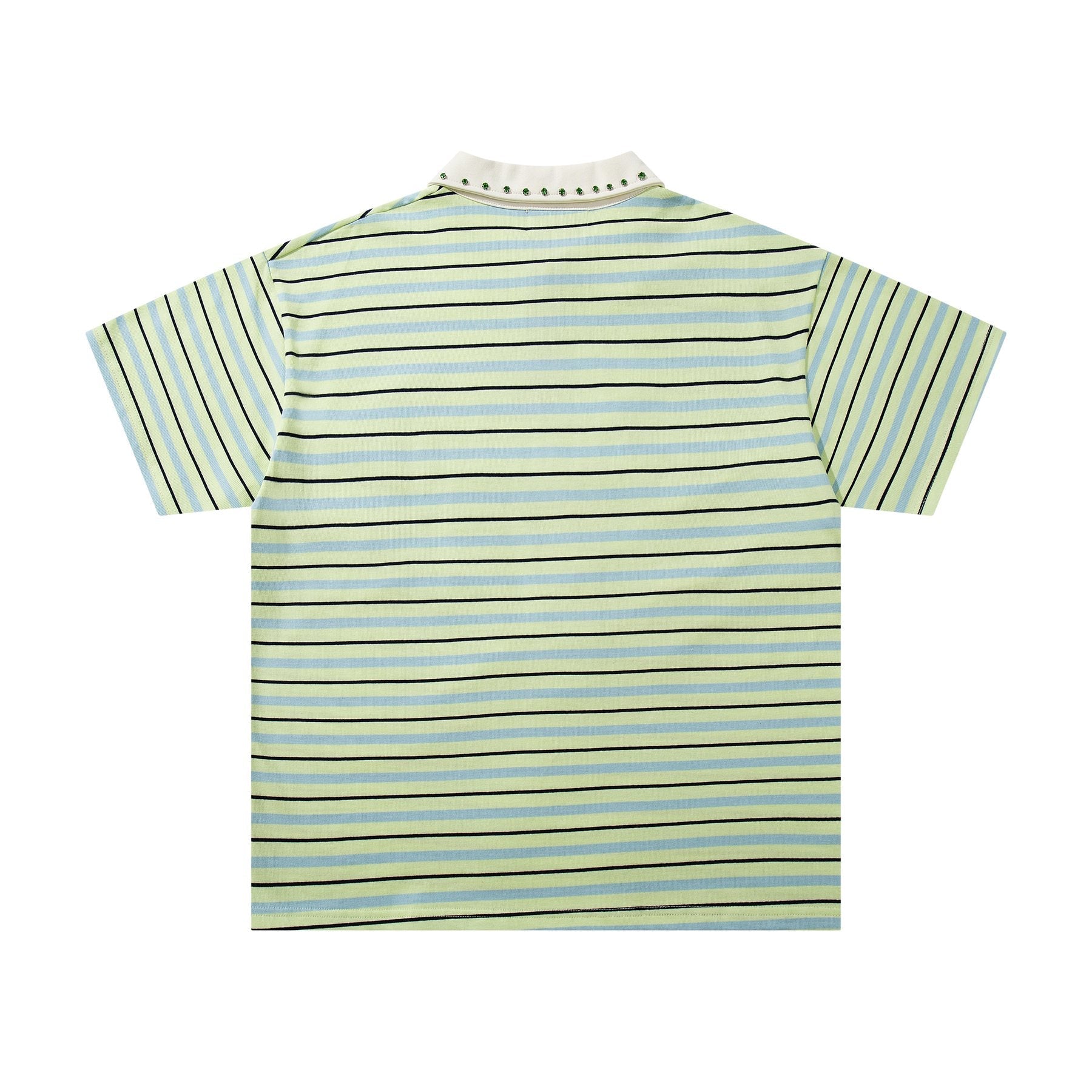 MAJESTIK Mint Green Striped Half-Zip Polo Shirt — back