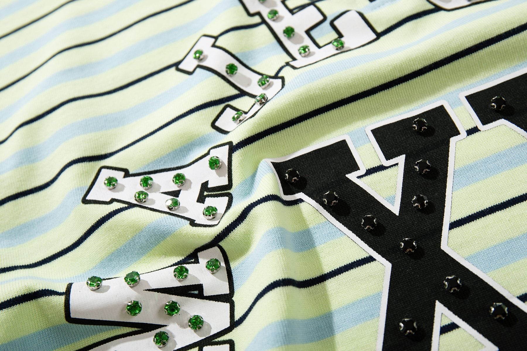 MAJESTIK Mint Green Striped Half-Zip Polo Shirt — detail