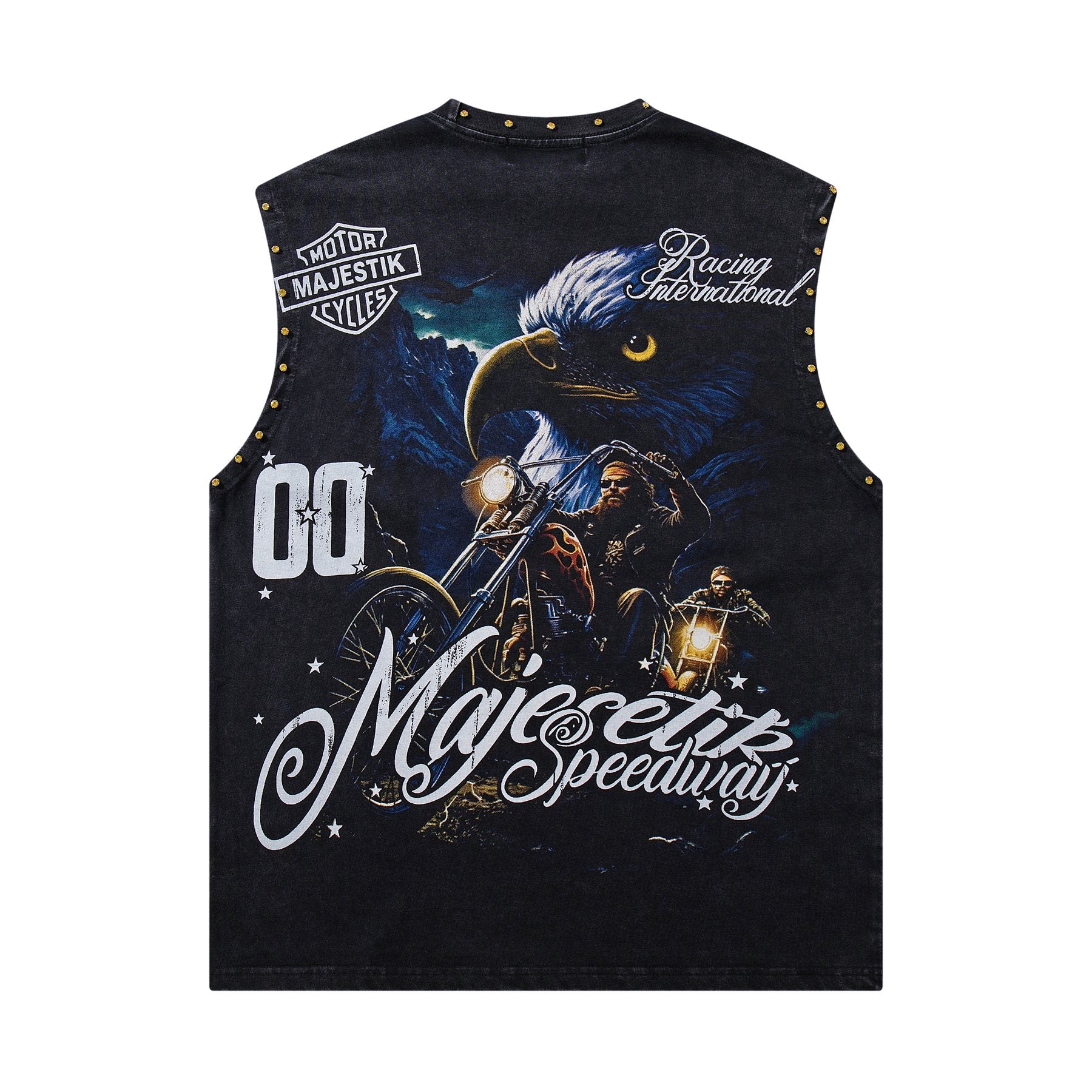 MAJESTIK Speedway Eagle Motorcycle Sleeveless T-Shirt — back