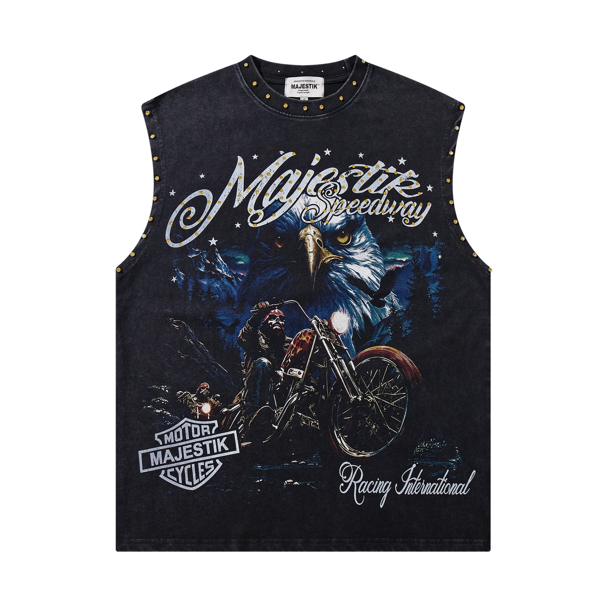 MAJESTIK Speedway Eagle Motorcycle Sleeveless T-Shirt — hero