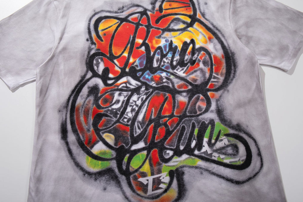 MAJESTIK Horse Racing Graffiti Graphic T-Shirt — detail