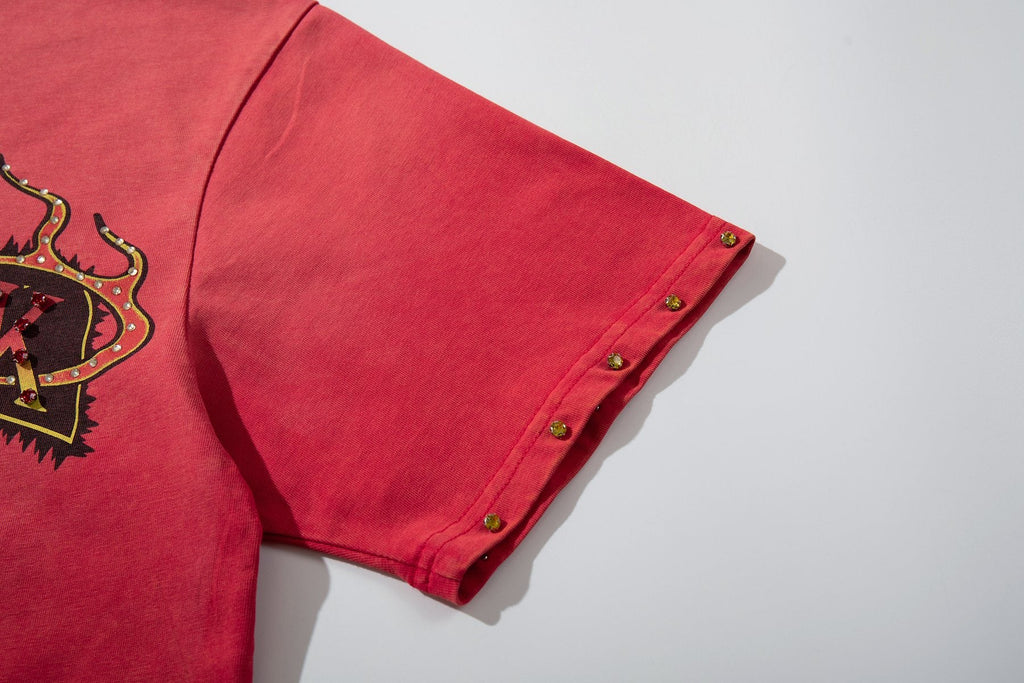 MAJESTIK Washed Red Graphic Short-Sleeve T-Shirt — detail