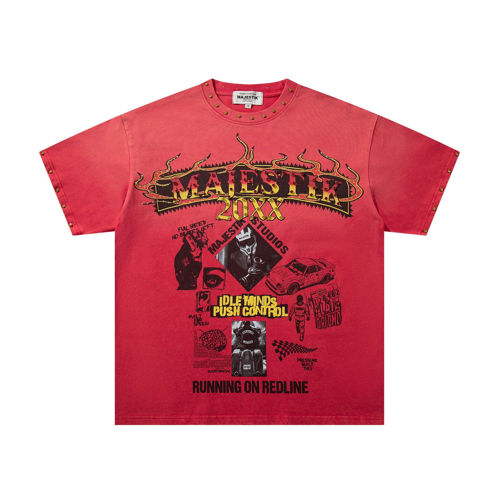 MAJESTIK Washed Red Graphic Short-Sleeve T-Shirt — hero