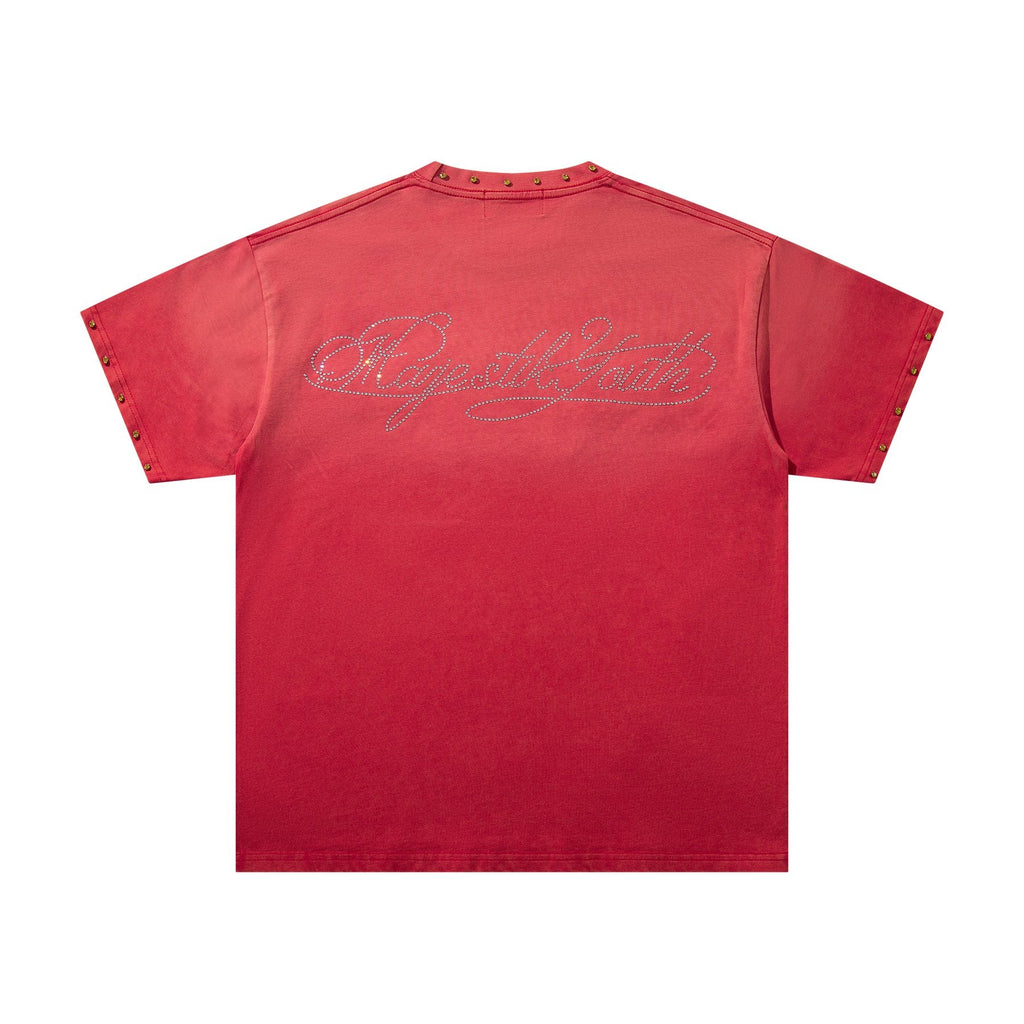 MAJESTIK Washed Red Graphic Short-Sleeve T-Shirt — back
