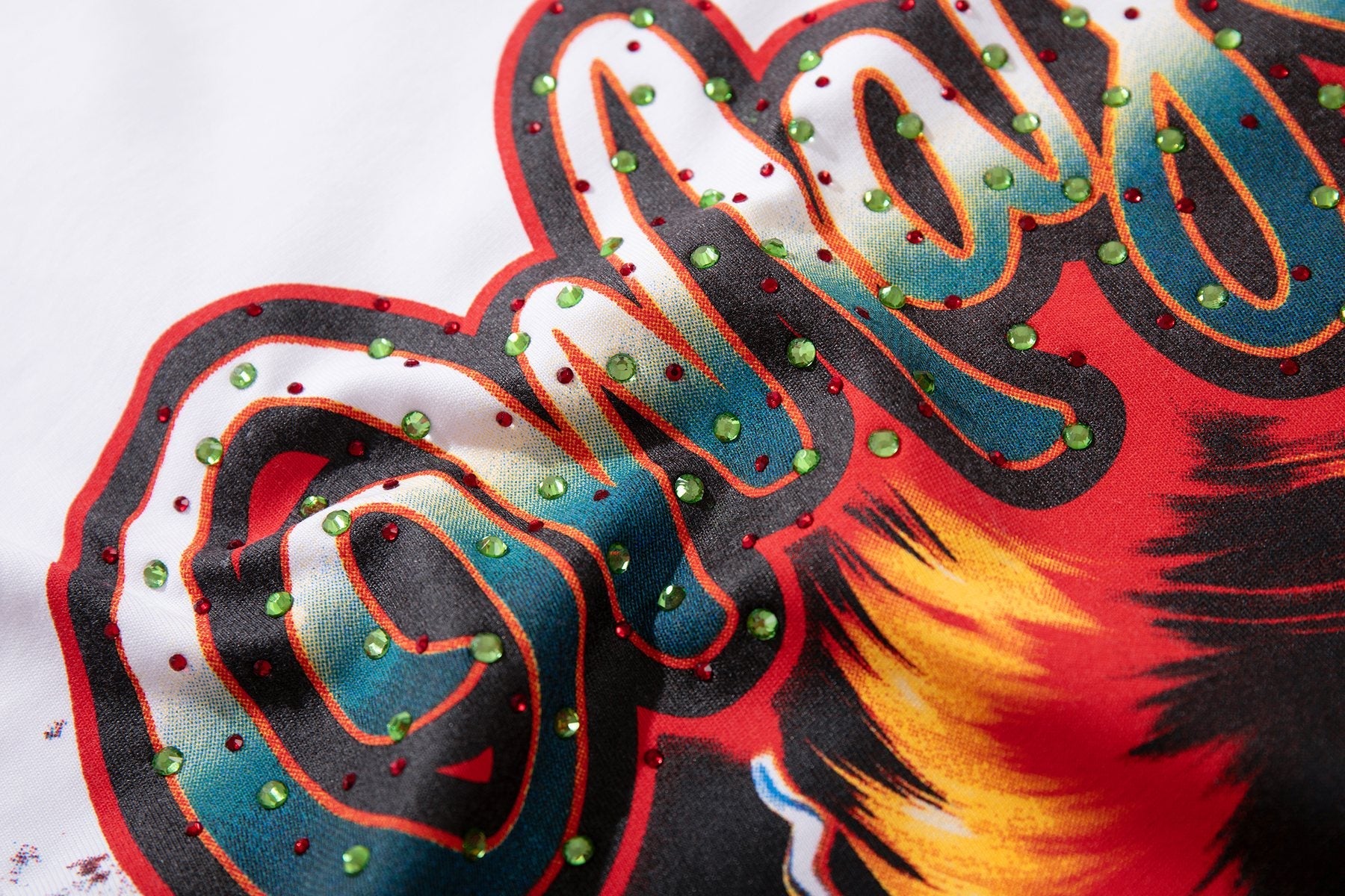 MAJESTIK Skull & Flame Graphic T-Shirt — detail