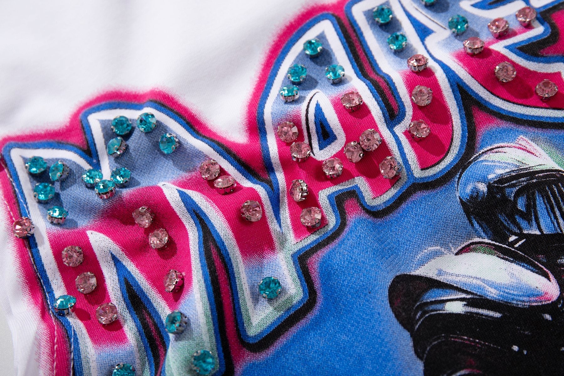 MAJESTIK Horse Rider Rhinestone Sleeveless T-Shirt — detail