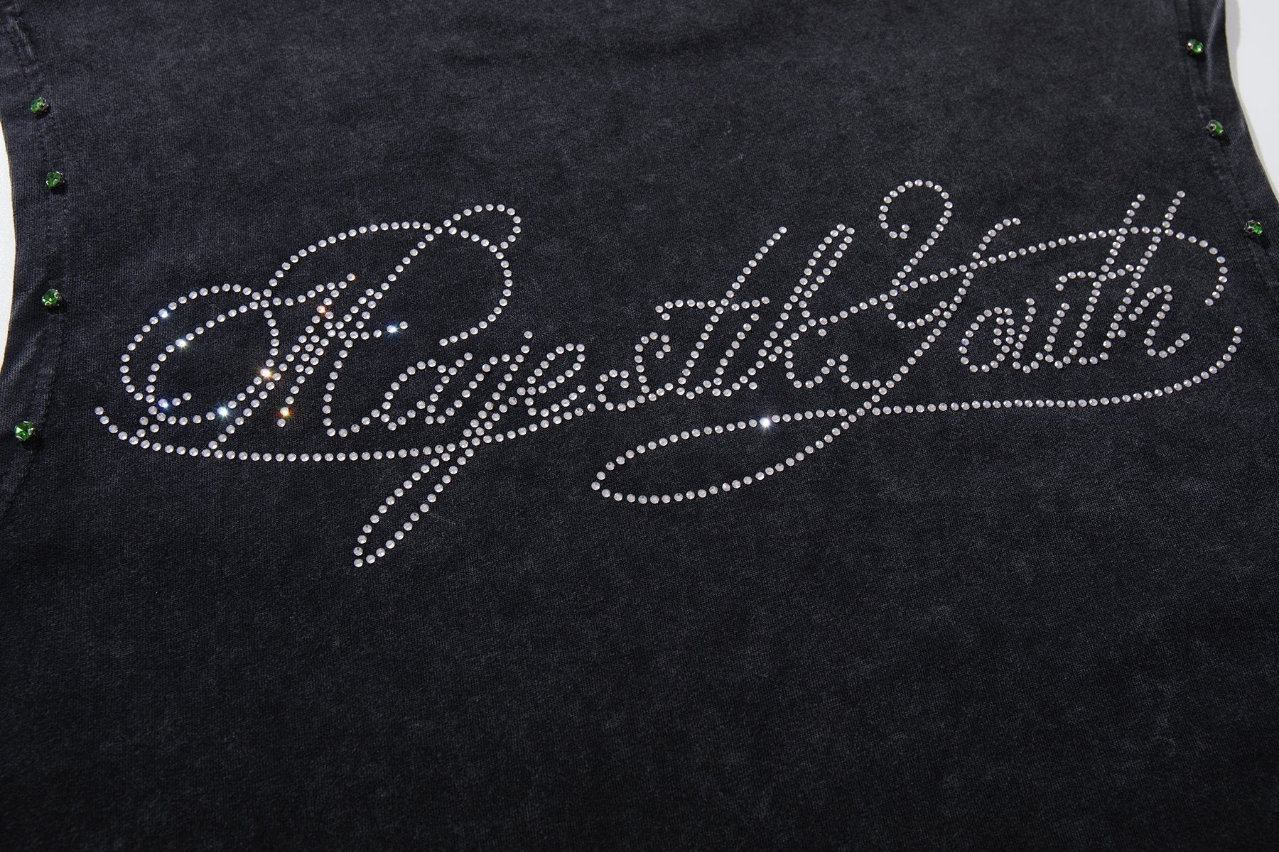 MAJESTIK Rhinestone Graphic Sleeveless T-Shirt — detail