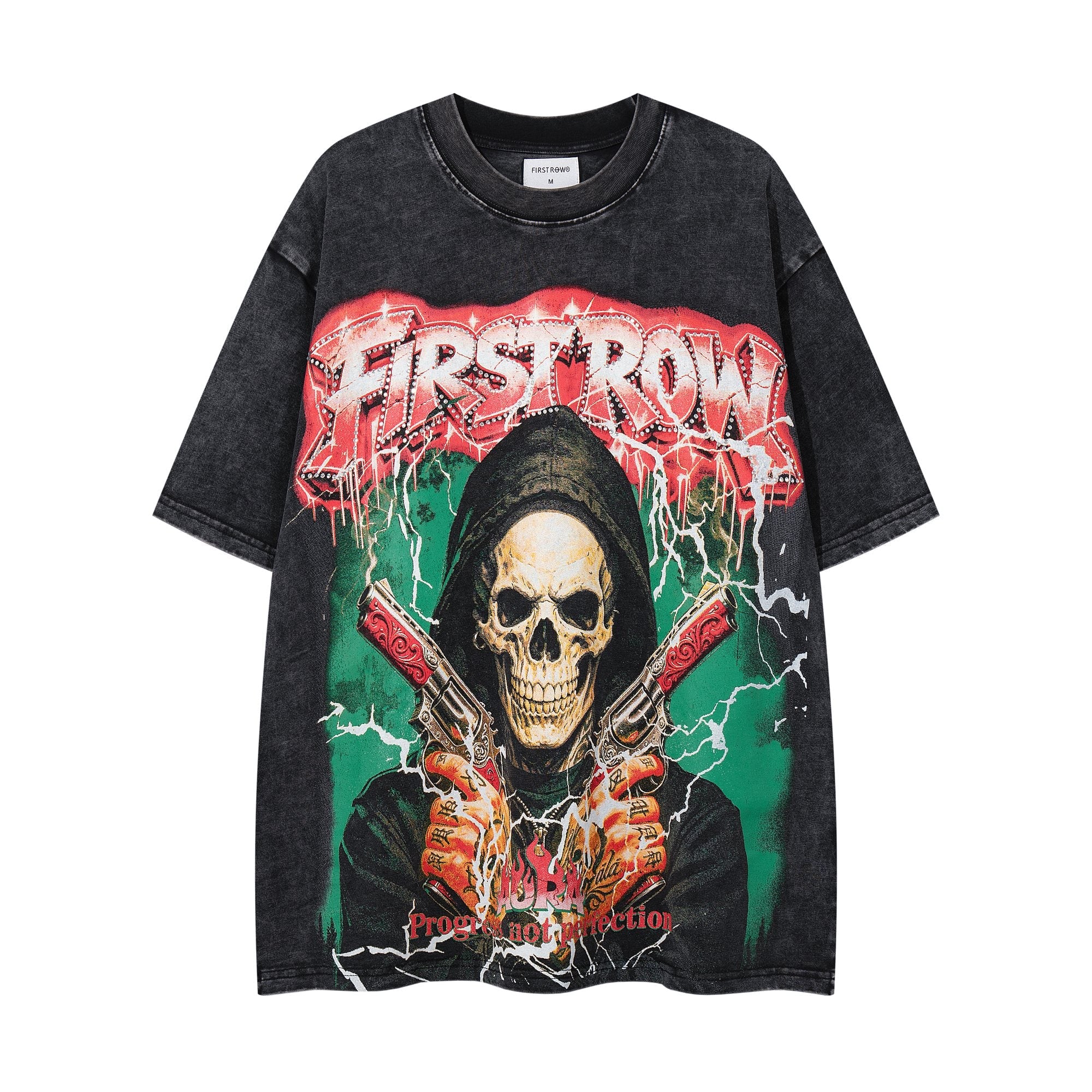 MAJESTIK Washed Black Skull Graphic T-Shirt — hero