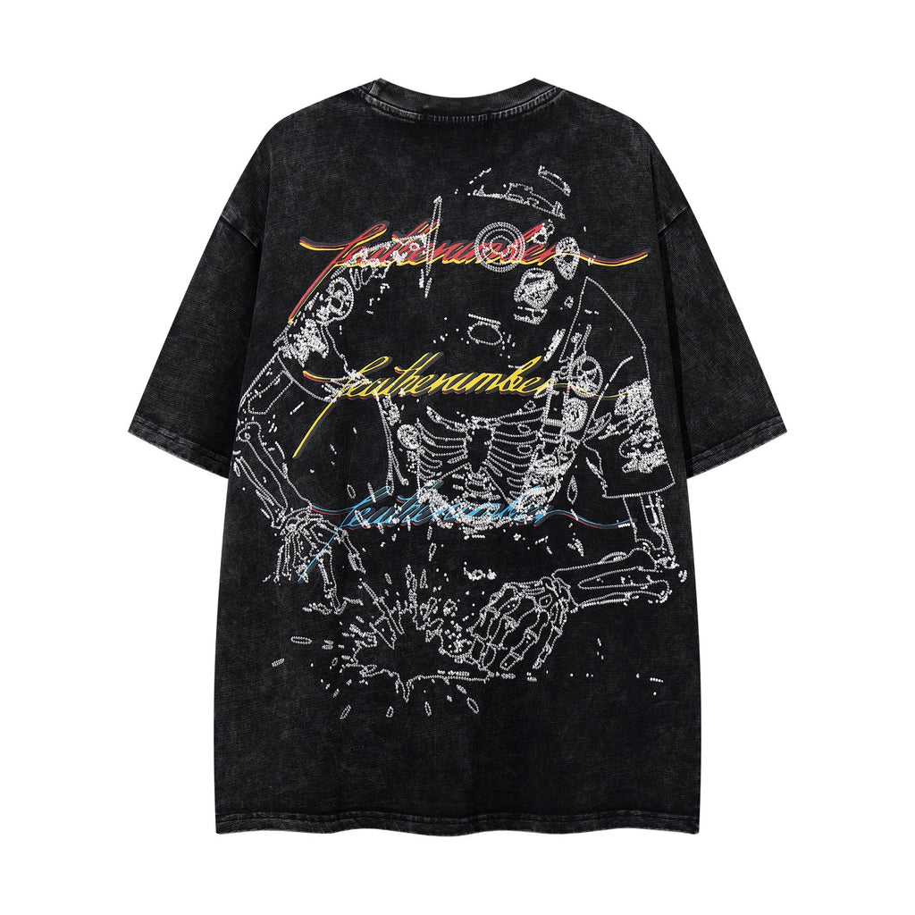 MAJESTIK Robot & Skeleton Graphic T-Shirt — back