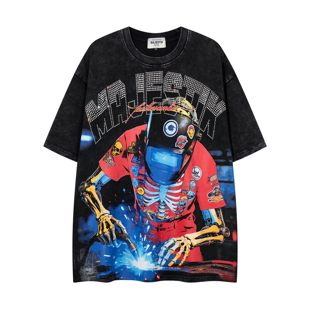 MAJESTIK Robot & Skeleton Graphic T-Shirt — hero