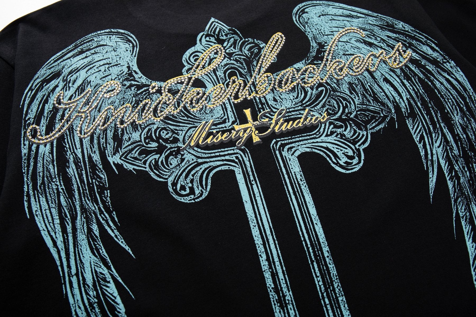MAJESTIK Alien Skull Wing Graphic T-Shirt — detail