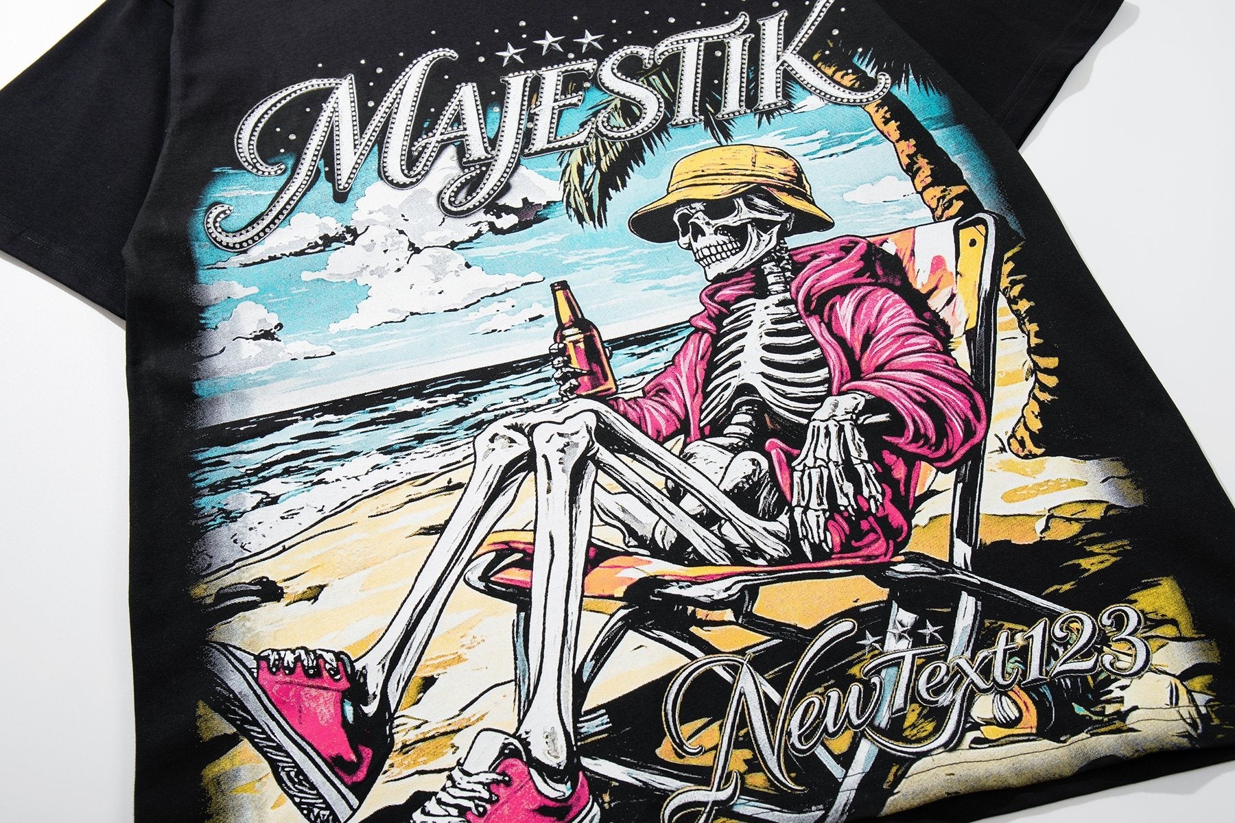 MAJESTIK Rhinestone Distressed Graphic T-Shirt — detail