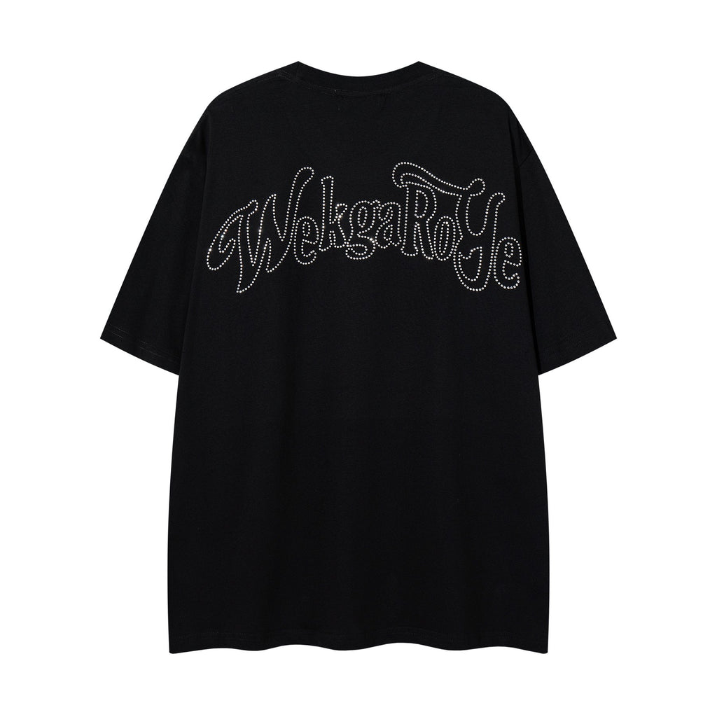 MAJESTIK Rhinestone Distressed Graphic T-Shirt — back
