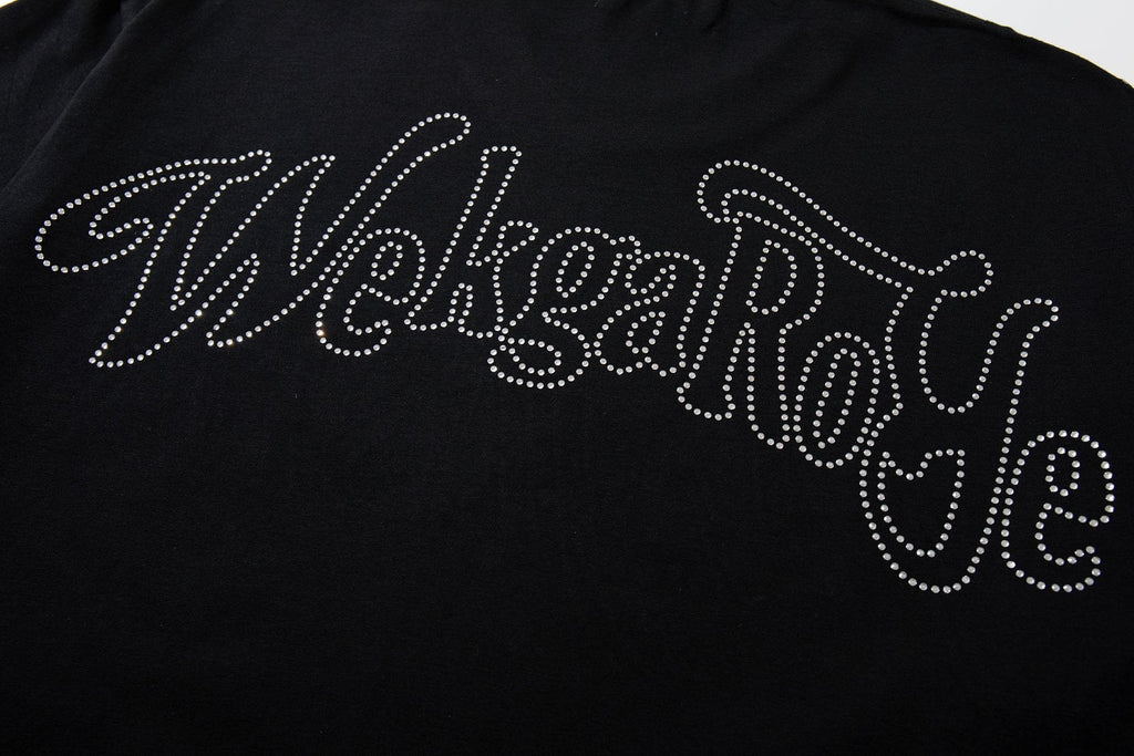 MAJESTIK Rhinestone Distressed Graphic T-Shirt — detail