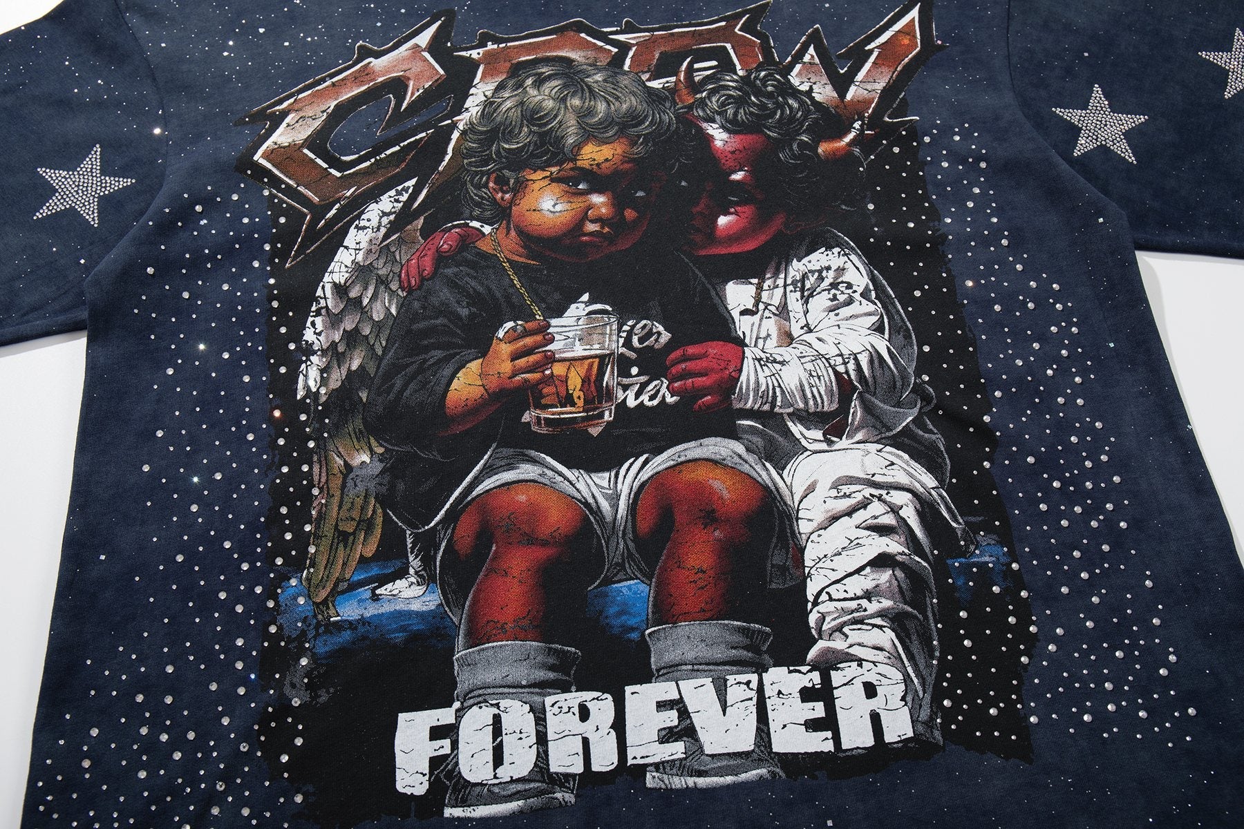 BKYS Revival Distressed Portrait Graphic T-Shirt — detail