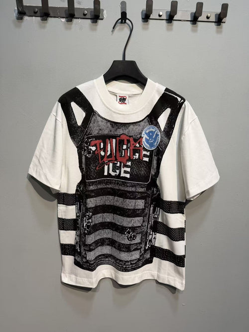 ASAALL Striped Panel Graphic Short-Sleeve T-Shirt — front
