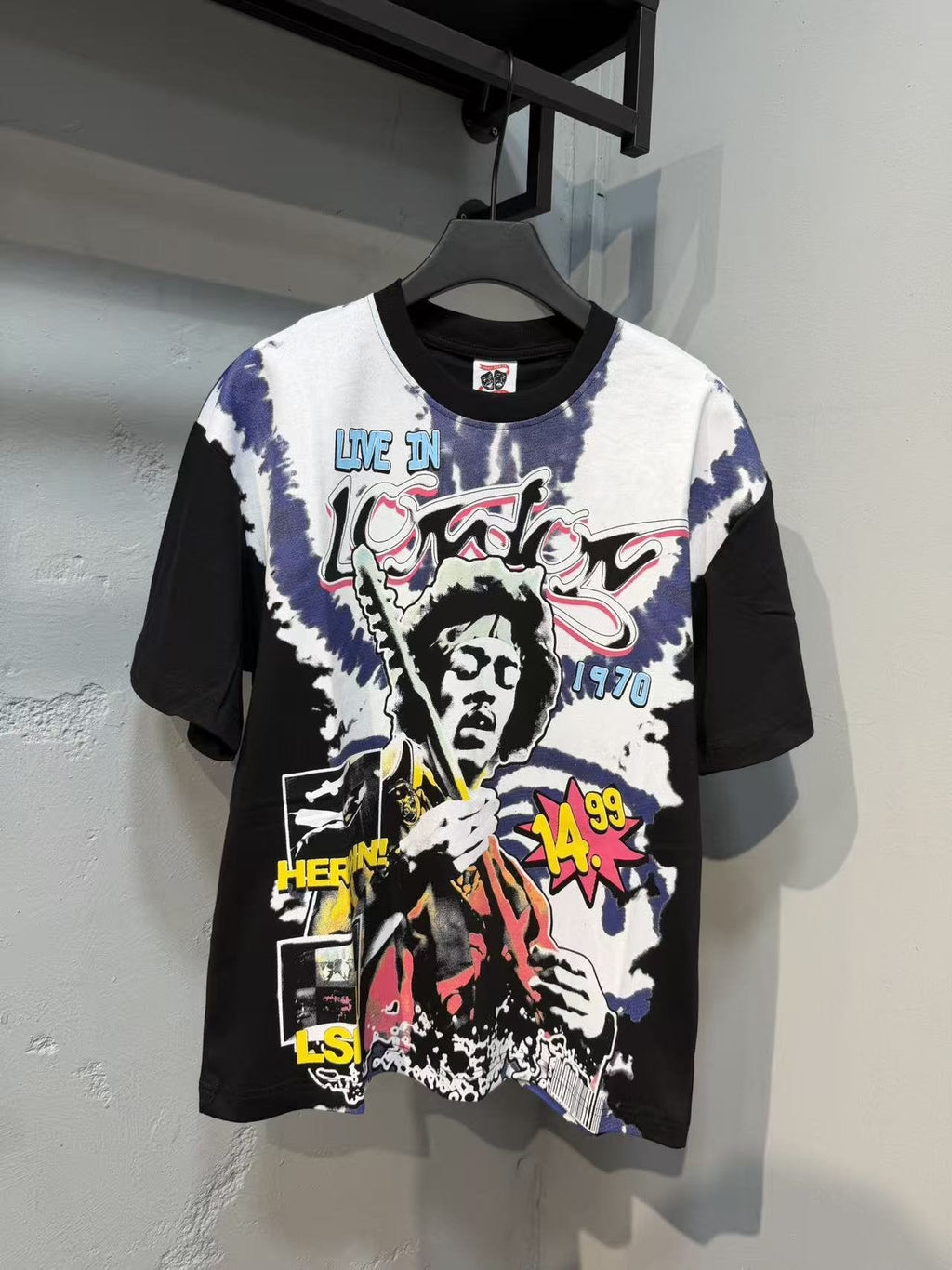 ASAALL Contrast-Sleeve Tie-Dye Accent Graphic T-Shirt — front
