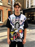 ASAALL Contrast-Sleeve Tie-Dye Accent Graphic T-Shirt — hero