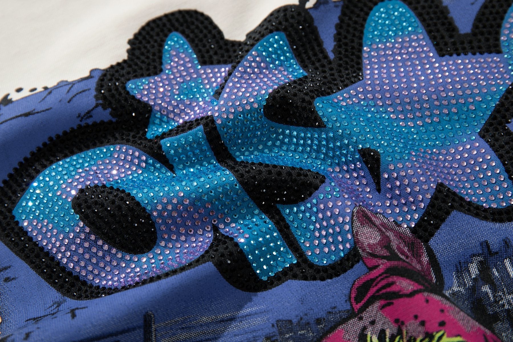 BKYS Revival Rhinestone City Graffiti Graphic T-Shirt — detail