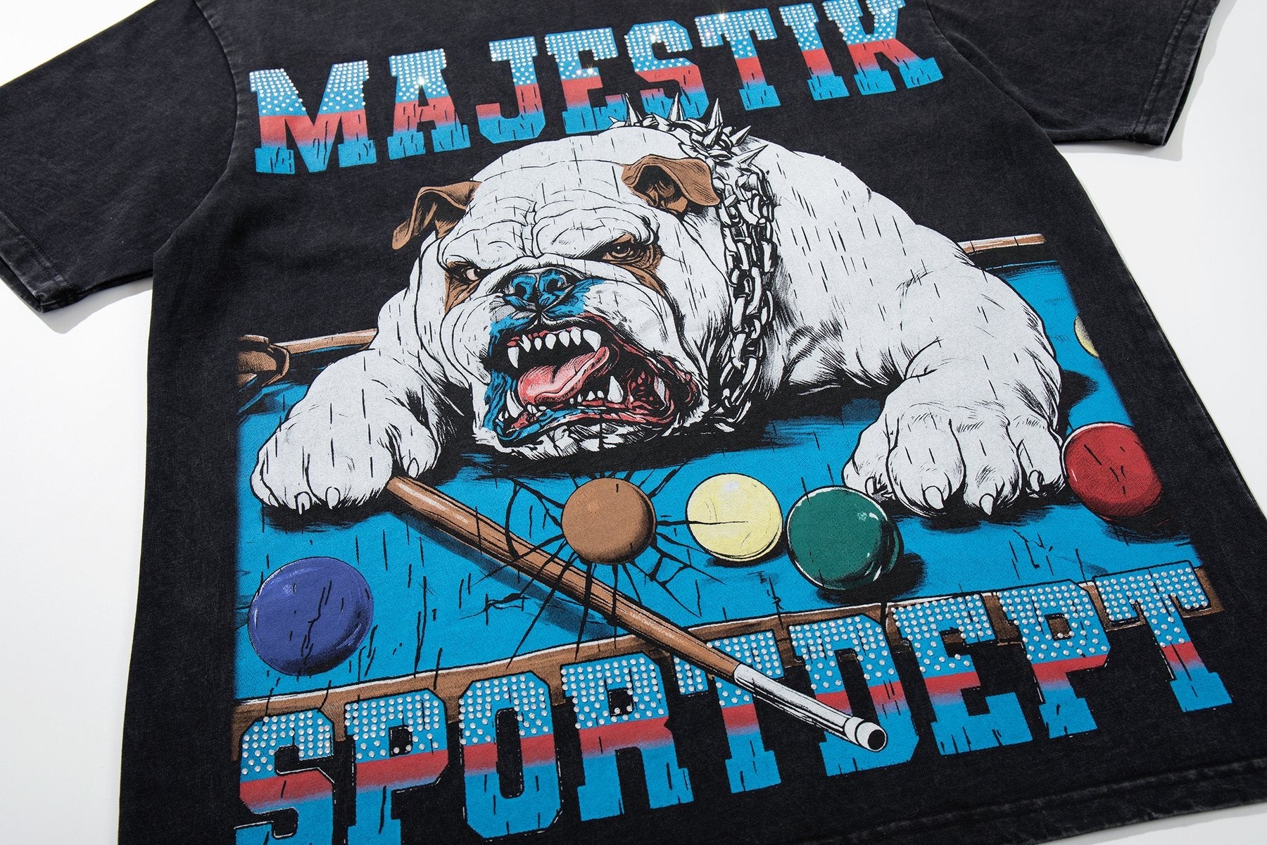 MAJESTIK Bulldog Billiards Graphic T-Shirt — detail