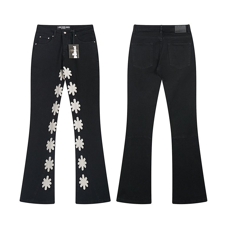 LOSTSHDWS Floral Applique Flared Jeans — hero