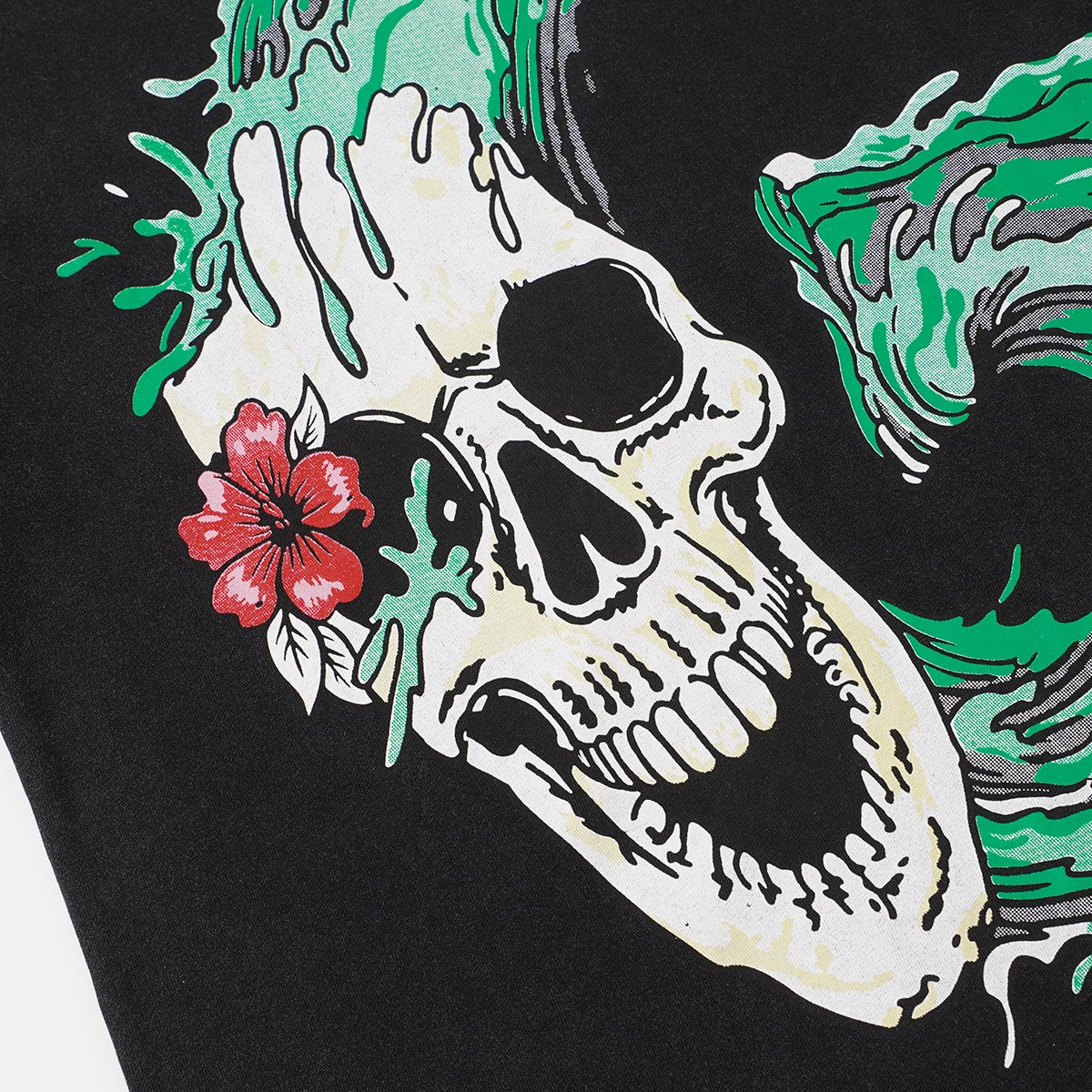 Godspeed Tropical Skull Wave Graphic T-Shirt — detail