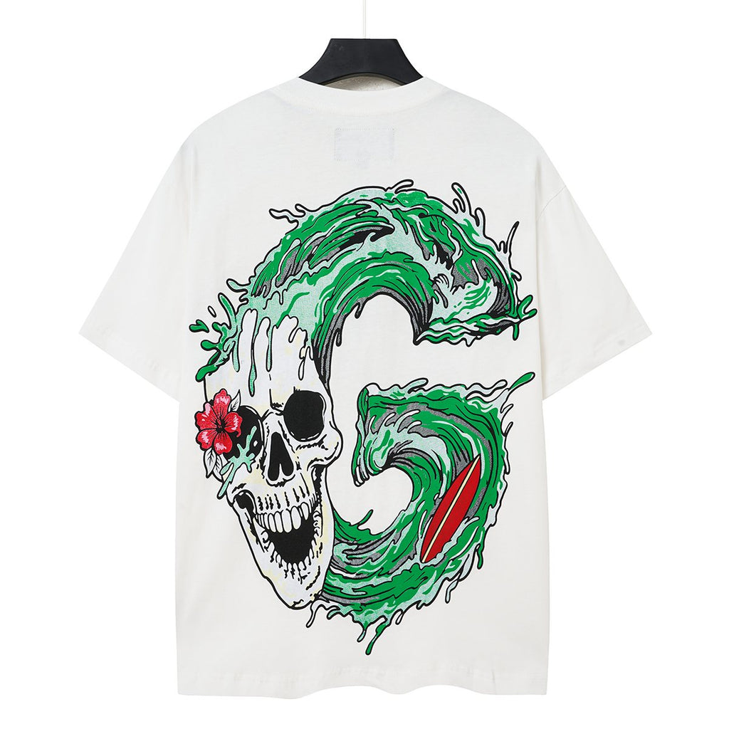 Godspeed Tropical Skull Wave Graphic T-Shirt — back