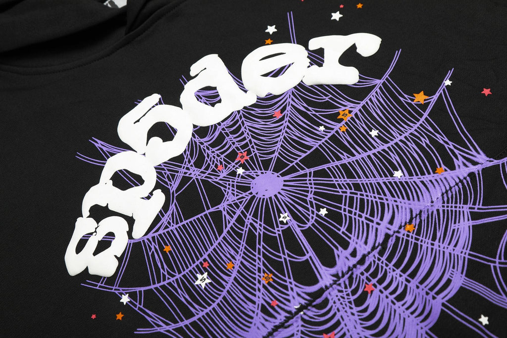 Sp5der Spiderweb Graphic Pullover Hoodie — detail