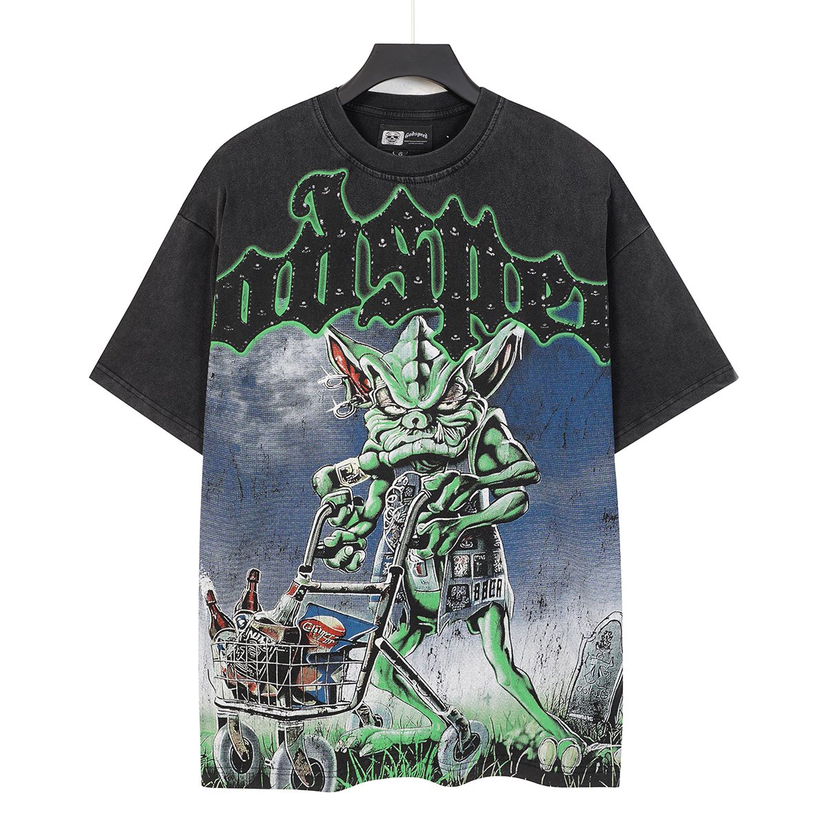 Godspeed Green Cart Character Graphic T-Shirt — front