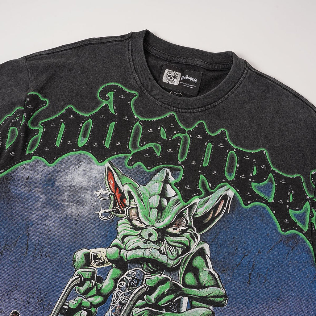 Godspeed Green Cart Character Graphic T-Shirt — detail