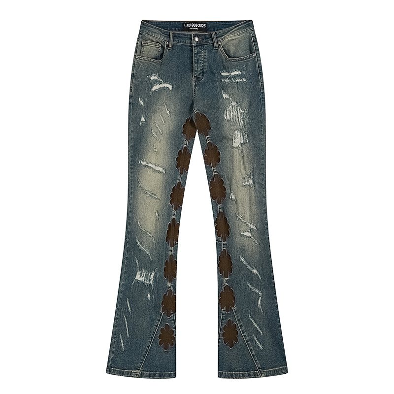 LOSTSHDWS Floral Applique Flared Jeans — hero